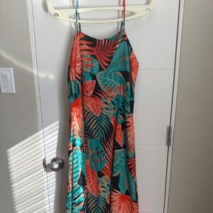 Size L_Merokeety Hawaiian Spaghetti-Strap Dress w/Pockets